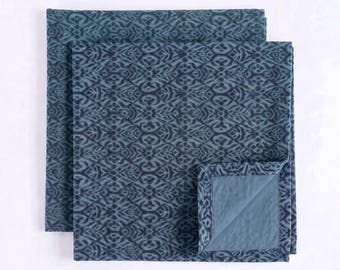 IKAT INDIGO BLUE cotton Table napkin, diamond pattern