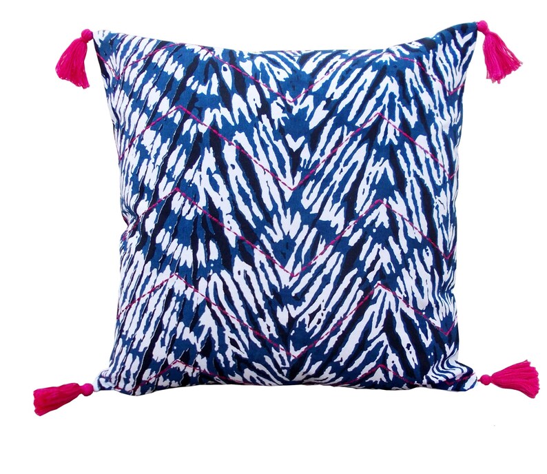 Cushion Cover Printed Tie Dye Blue Chevron Geometric Etsy