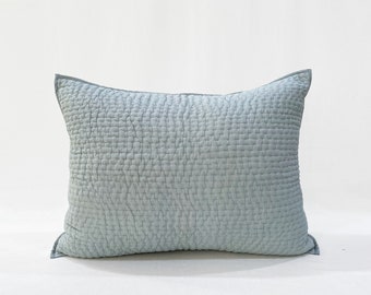 ENTENEI Farbe handgemachte Kantha Baumwolle Quilted Kissenbezüge, Größen erhältlich