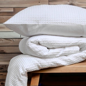Waffle pure cotton, white colour, Duvet sets, waffle pillow shams, waffle duvet covers, sizes available.