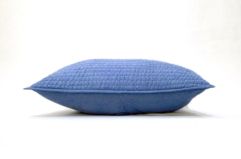 100/% cotton 20X26 inches kantha boho stonewashed Denim blue quilted stripe pattern pillow covers