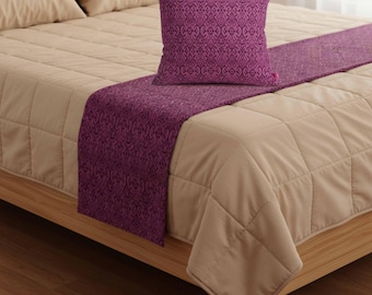 IKAT PRINT - Juego de camino de cama de algodón color ciruela - Tamaño King / Queen / Twin