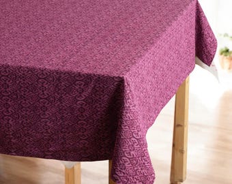 IKAT Print Plum Cotton Duck Tischdecke - Mehrere Größen