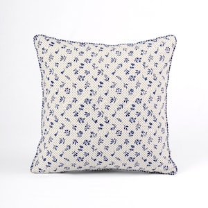 Indigo DOMINOTERIE small floral print cotton pillow cover, sizes available