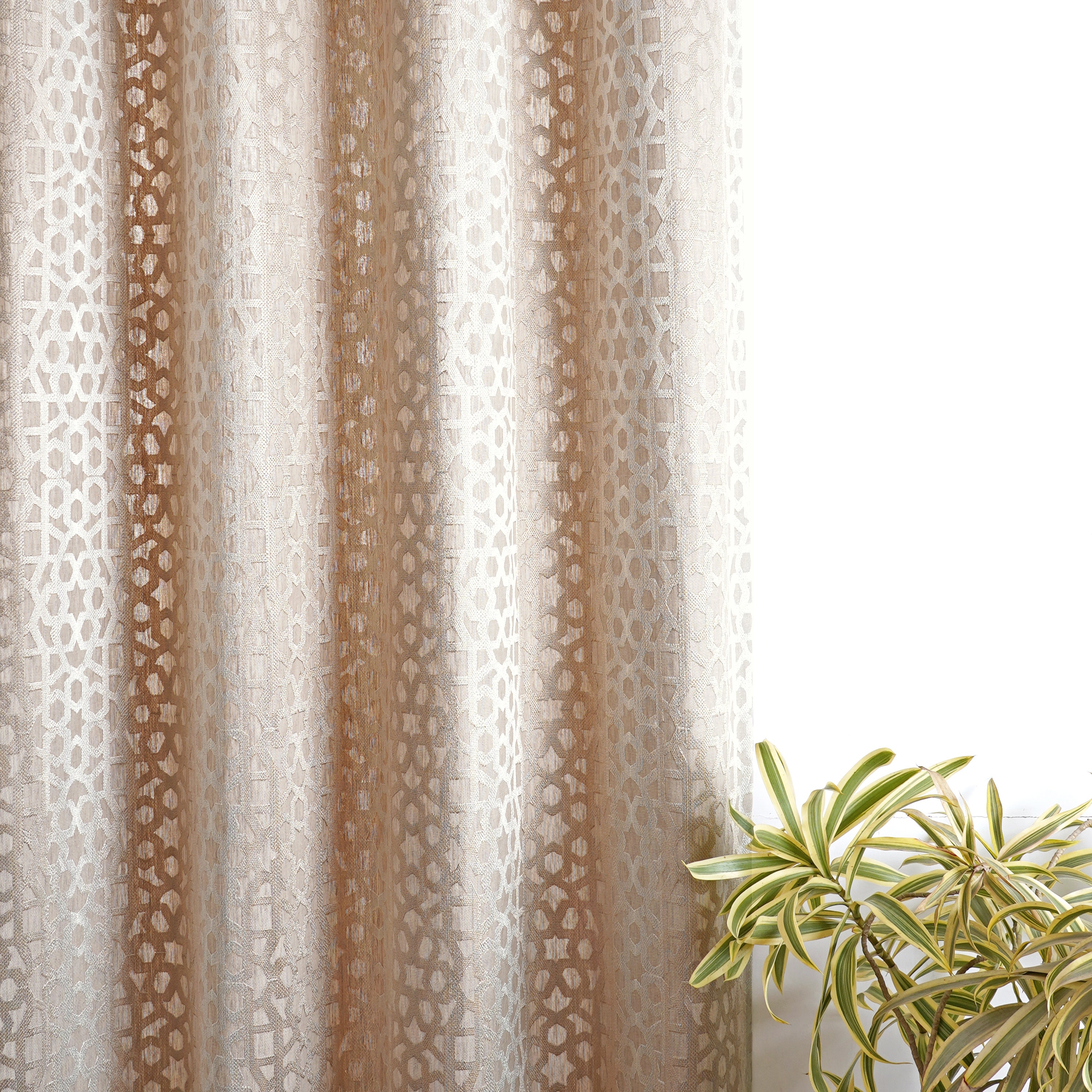 Beige moroccan pattern Embroidered Curtain panel Linen blend Etsy