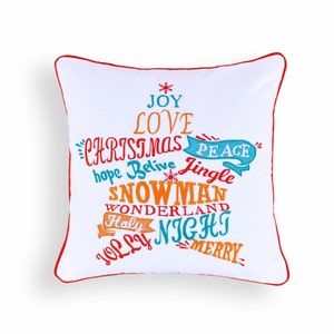 Christmas pillow cover, Star, geometrical, embroidered pillow size 16"X 16"