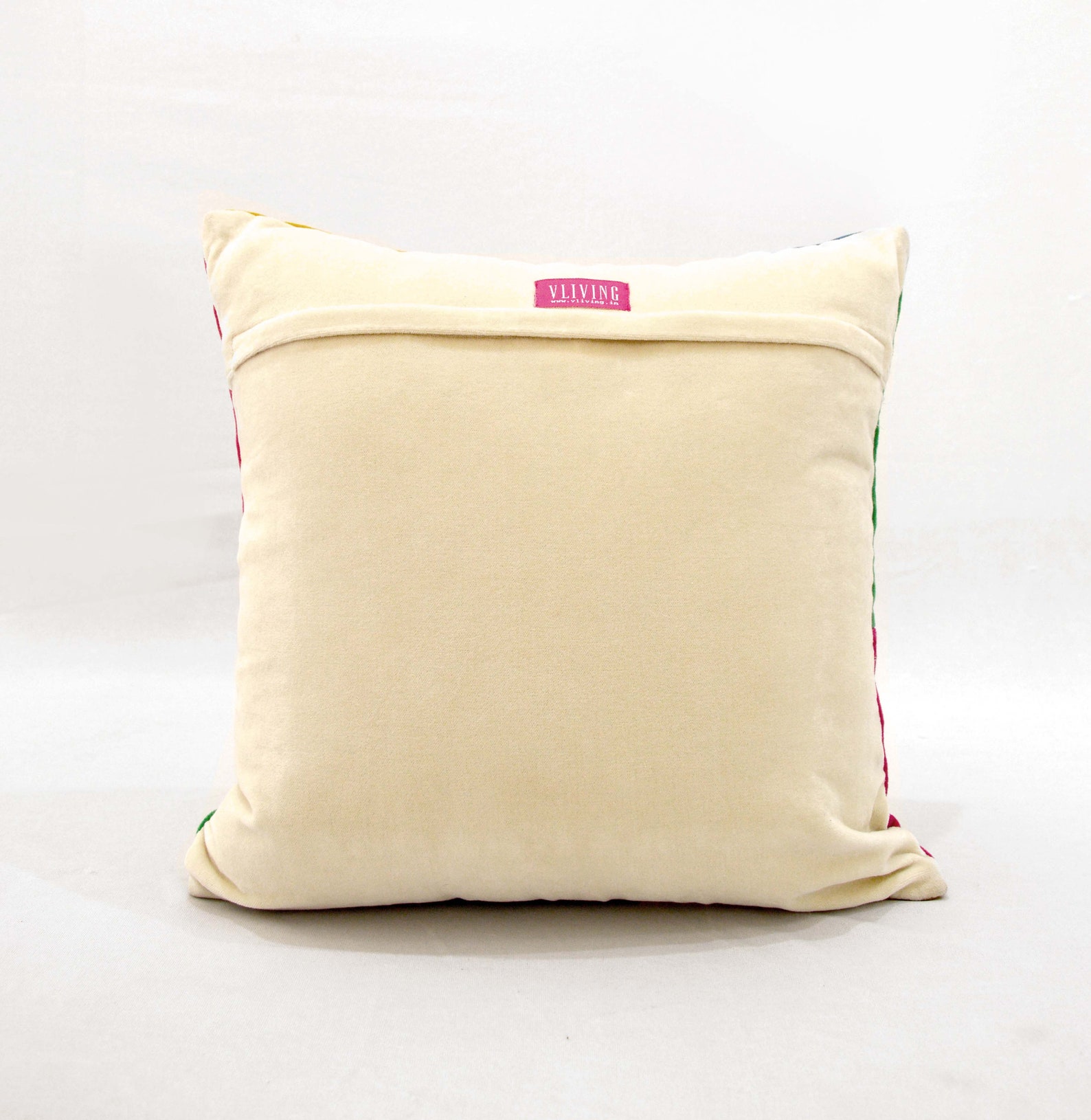 Beige Velvet Pillow Cover Multicolour Hand Embroidery Etsy