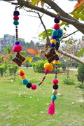 Pompom garland, multicoloured, handmade, gift, bohemian, home decor, size 1 mt product logo