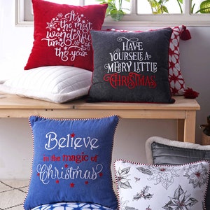 Christmas pillow cover, Blue and red colour, embroidery, cotton pillow cover, sizes available image 7