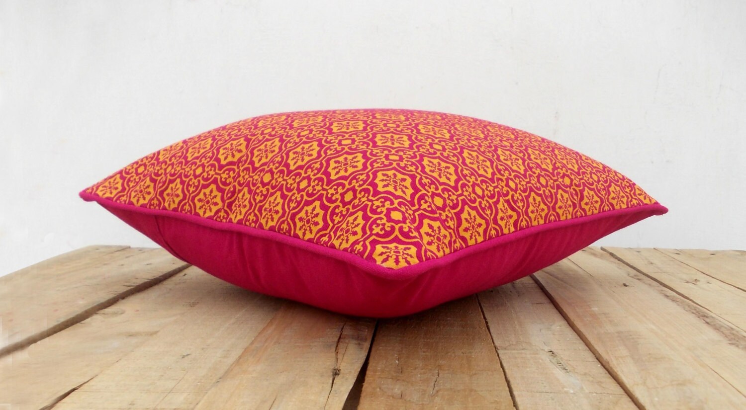 Pink and Orange Throw Pillow Cover Tile Print Cotton Etsy