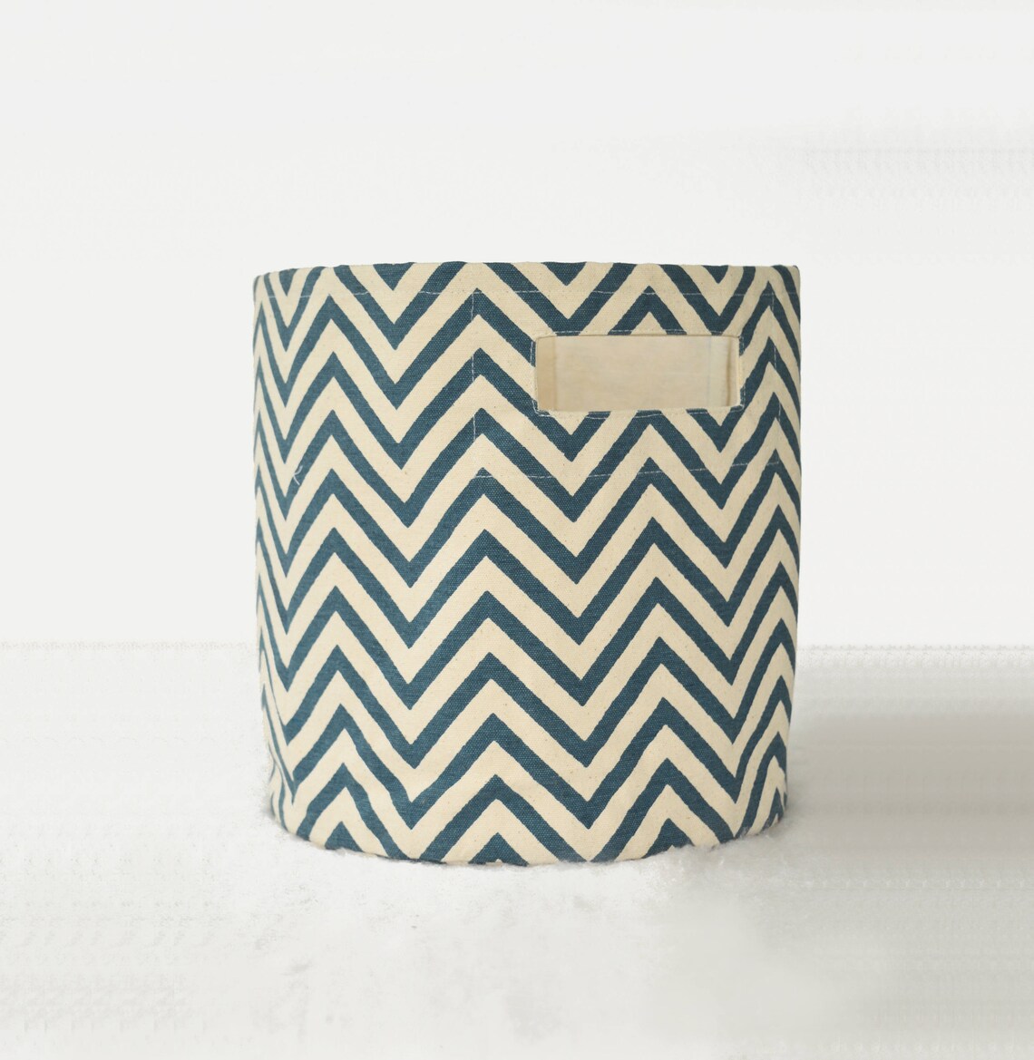 Blue Canvas basket chevron print storage basket fabric bin Etsy