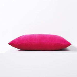 Silk pillow, Bright pink color, lumbar pillowcover, size 12"X20", other sizes available image 3