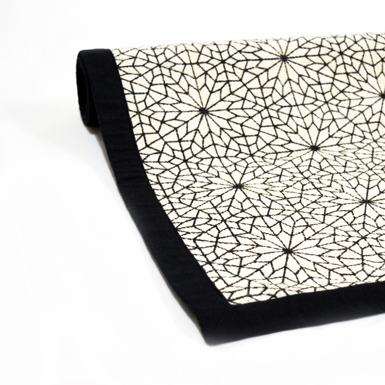 Moroccan Cotton Rug Black and White Geometrical Islamic Etsy
