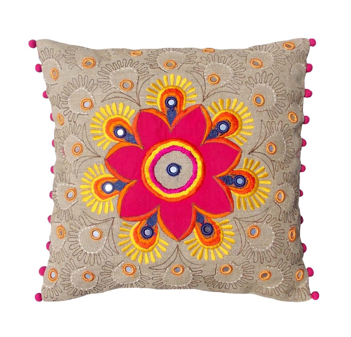 Colorful Bohemian Style Linen Pillow Cover Embroidered Pillow Etsy