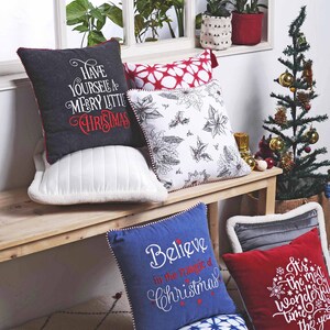 Christmas pillow cover, Blue and red colour, embroidery, cotton pillow cover, sizes available image 8