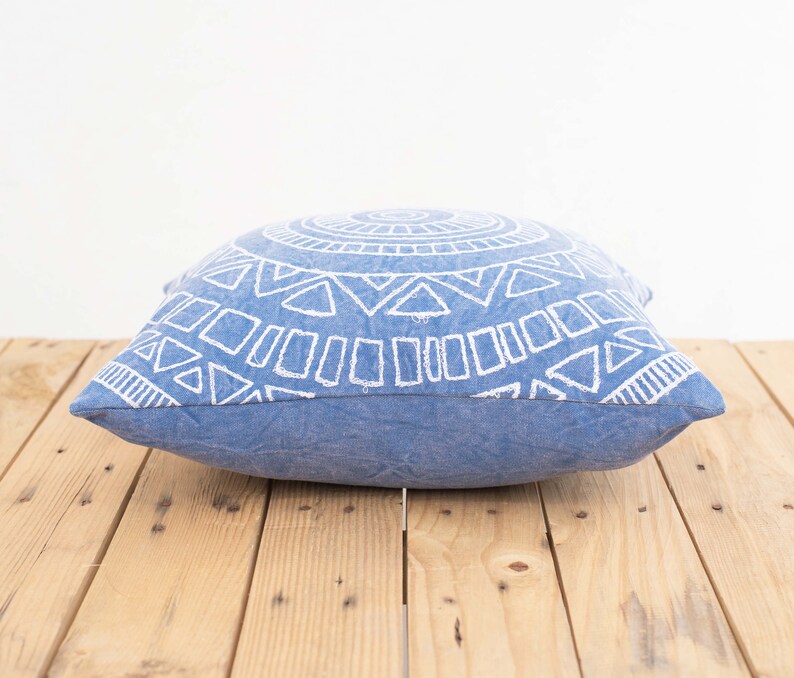 Aztec pattern pillow cover blue colour embroidery Etsy