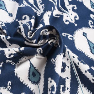 Tela estampada Ikat azul, 100% algodón, por metro, ikat