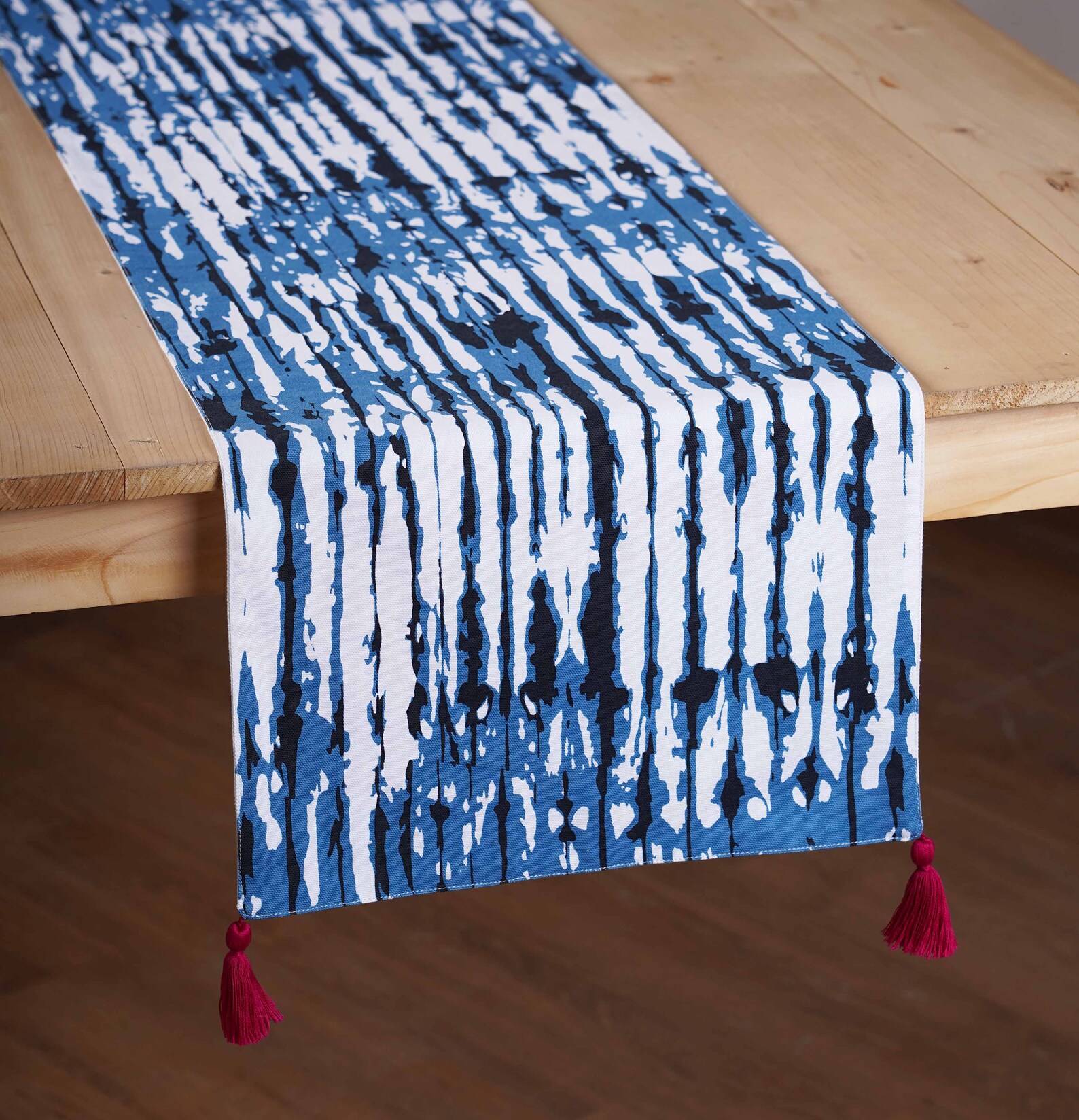 Blue table runner stripe tie dye print cotton table runner Etsy