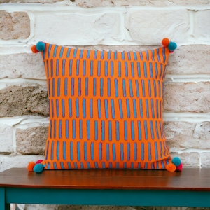 Tangerine pillow cover, embroidered, mola style pillows, standard size 16X16 inches