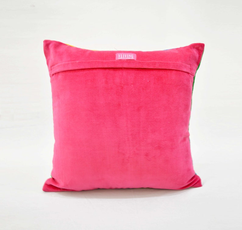 Bright Pink Pillow Cover Multicolour Hand Embroidery Etsy