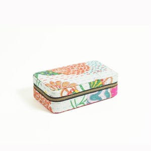 Kantha Off White Rectangular Jewelry box, travel gift, Bridesmaid gift