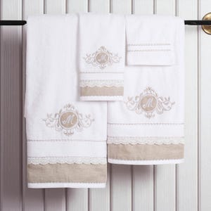 Monogrammed Organic Cotton Luxury Towel Set – 4 Piece | Customizable with Linen Appliqué & Embroidery