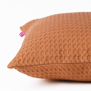 Burnt Sienna or Brown Waffle Reversible Cotton Pillow cover, sizes available