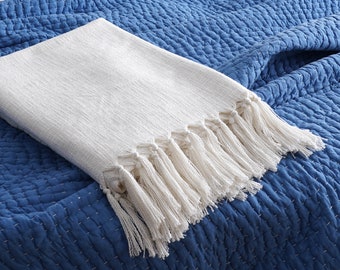 Manta de algodón flameado de Blancanieves con flecos (50 x 60)