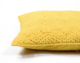 QUILTED YELLOW chevron pattern kantha quilted pillow shams - 100% cotton, Sizes available