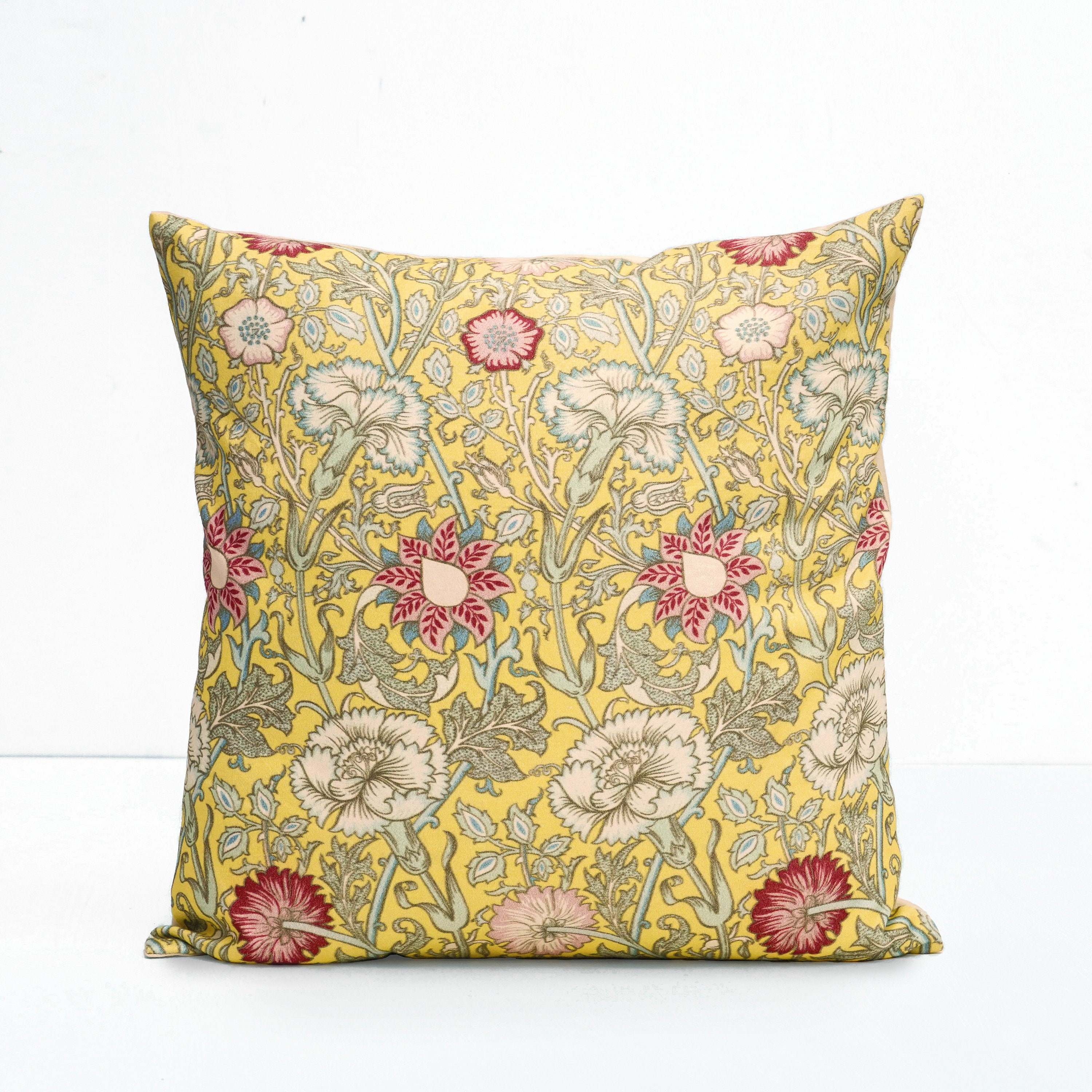 Yellow Pillow Cover Floral Pattern Cotton Satin Fabric Sizes Available Etsy Singapore