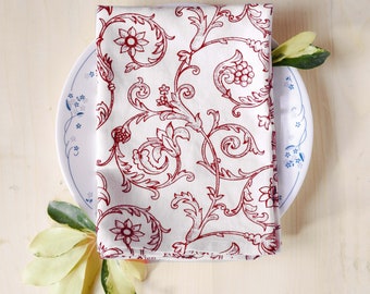 RED SWIRL cotton printed table napkin, size 18X18 inches