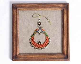 FOREHEAD ORNAMENT - Royal Teeka - Indian jewellery wall art, embroidery and applique in hoop OR wooden frame