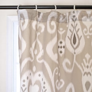 Grey ikat curtain Panel, cotton voile, printed curtain, Sheer Drape, sizes available