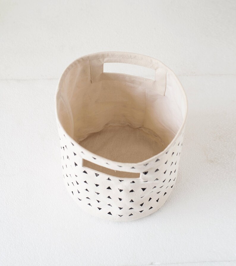 SMALL Storage Basket Triangle Print Black and White Canvas Etsy