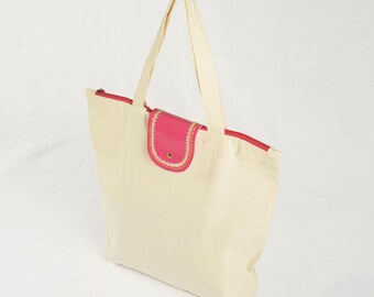 Natural cotton bag, reusable grocery bag, cloth tote bag, eco friendly bag, shopping bag, 18X16 inches