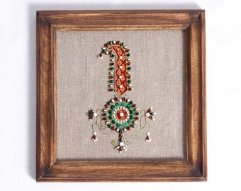 KALGI royal Indian jewellery wall art, embroidery and applique in hoop OR wooden frame