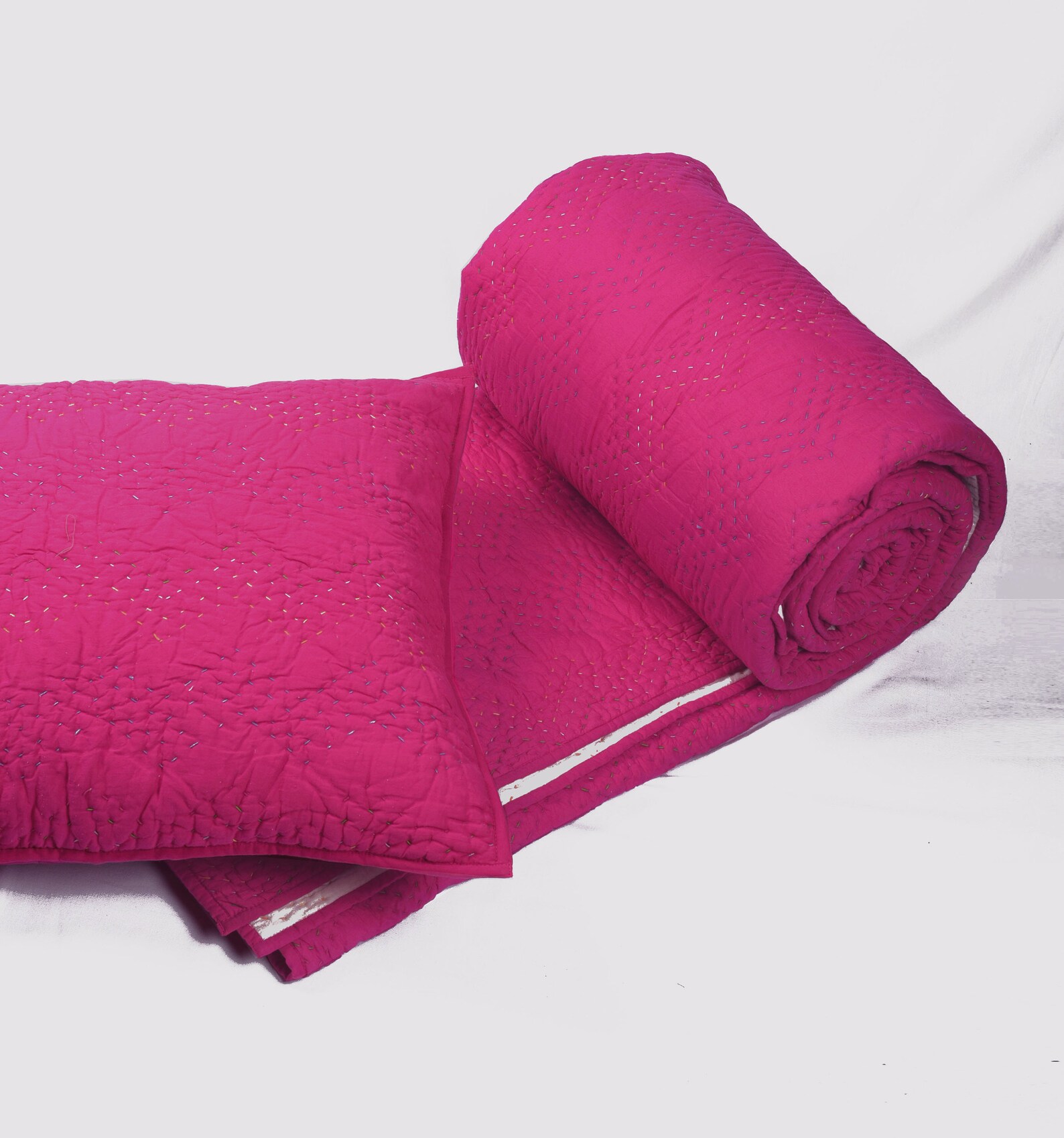 Bright Pink Quilted Pillow Cover Chevron Pattern Zig Zag Etsy