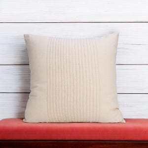 AMOUR - Plain Beige Linen Pillow cover with pin tucks, sizes available