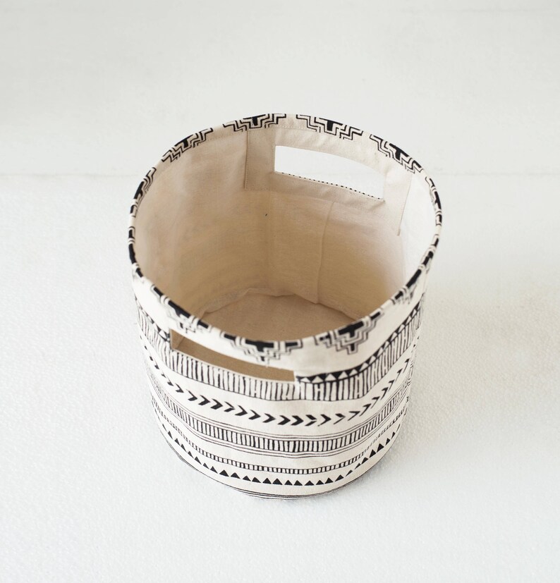 SMALL Canvas Storage Basket Black and White Aztec Print Etsy