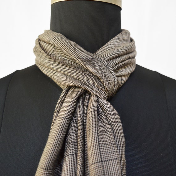 CHECK Fine Wool Blend Scarf for Men Beige and Black Colour - Etsy