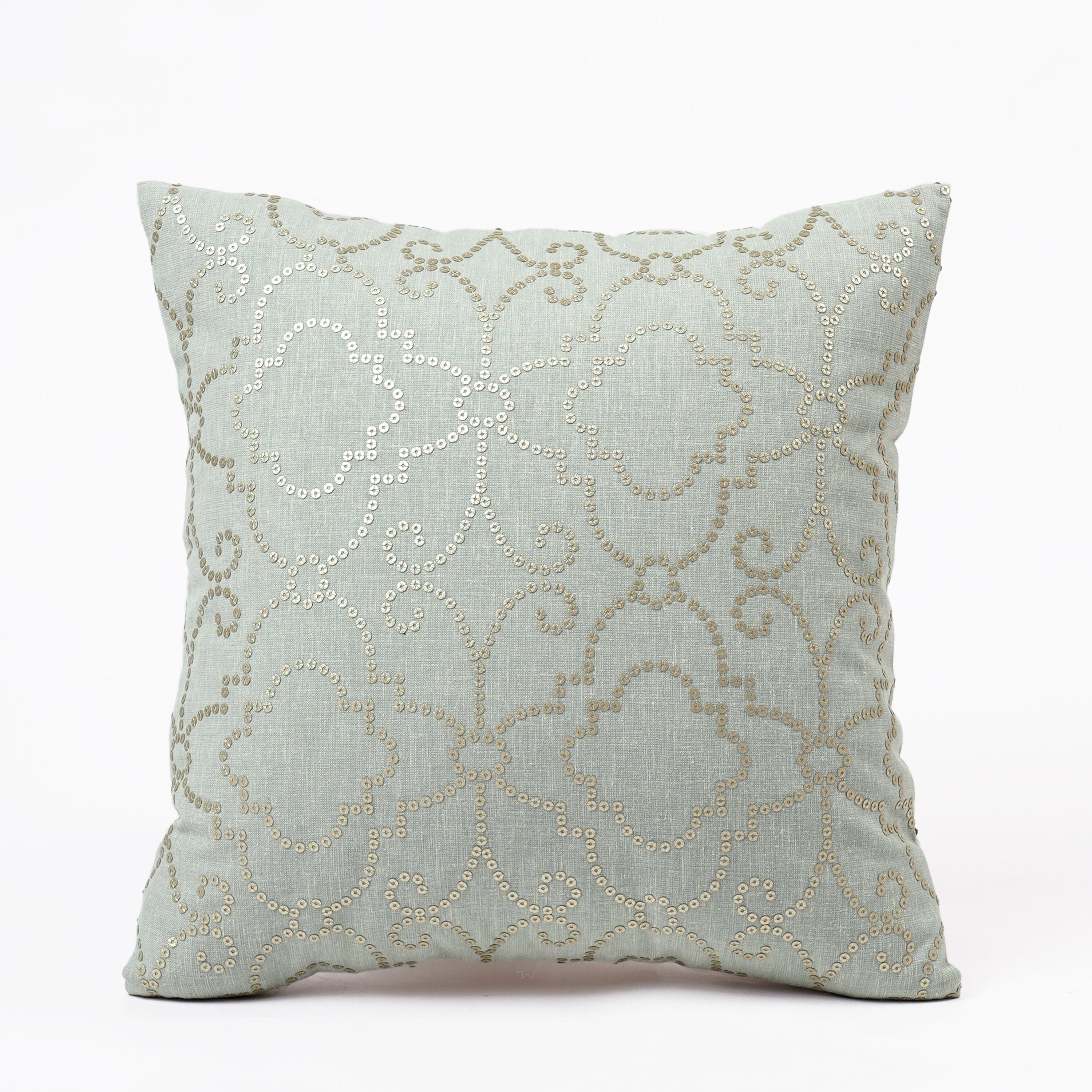 Sage Green Sequinned Pillow Cover Linen Blend Fabric Etsy UK