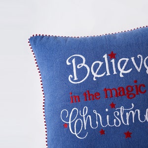 Christmas pillow cover, Blue and red colour, embroidery, cotton pillow cover, sizes available image 4