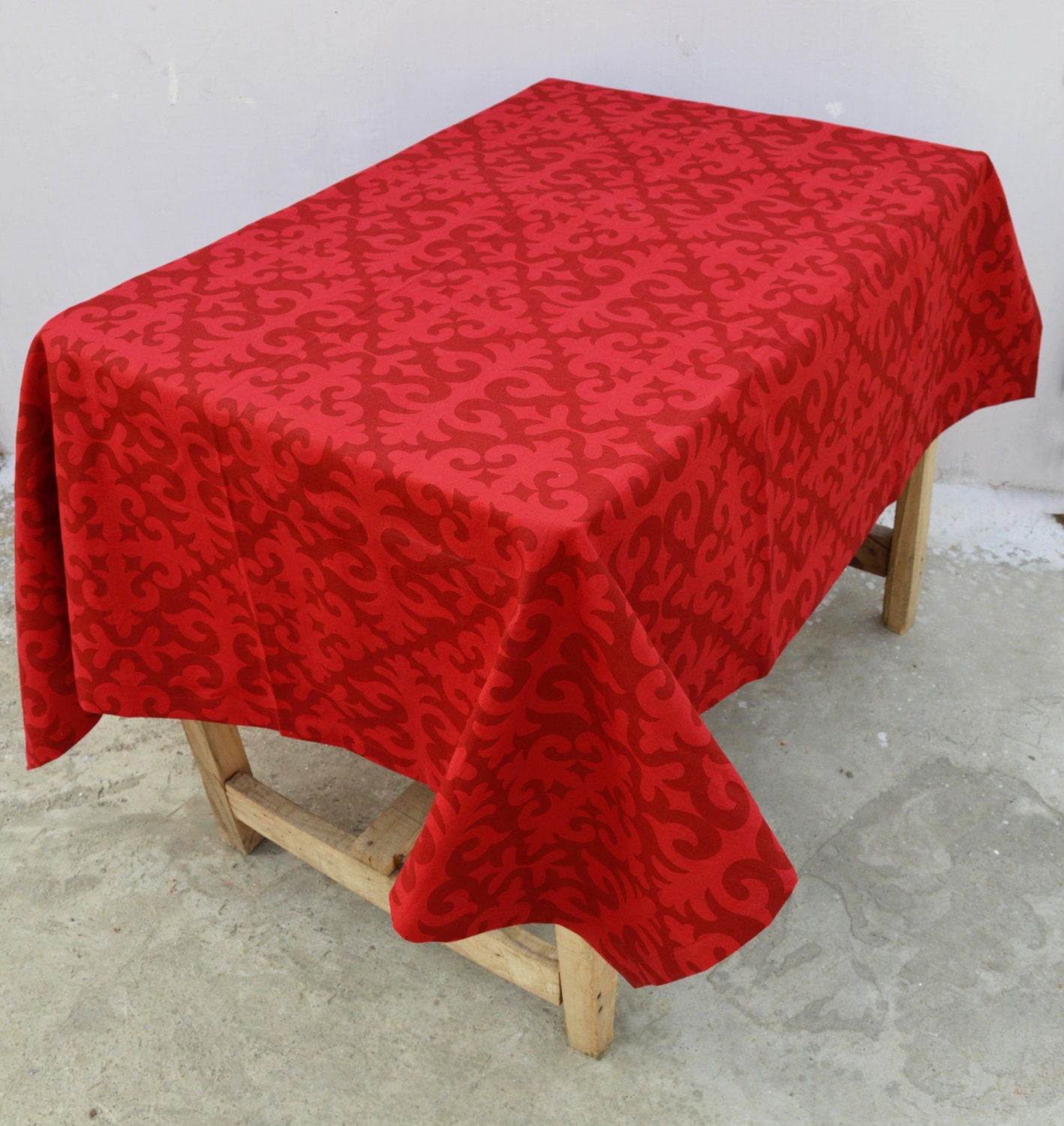 Red Table Cloth Moroccan Print 100% Cotton -