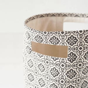 Canvas basket, tile print, black and white, storage basket, fabric bin, sizes available image 4