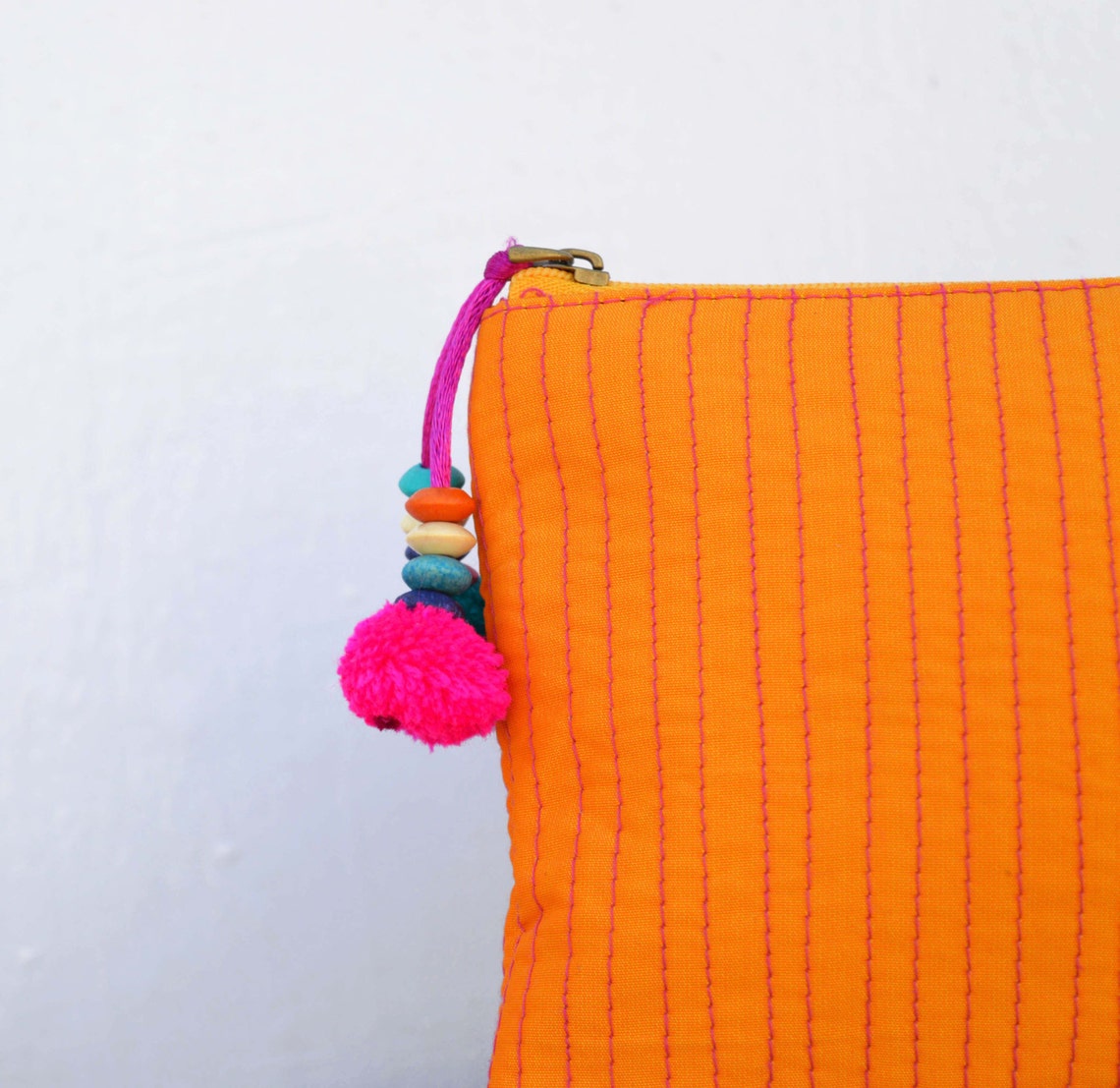 Orange Pouch Zipper Purse Make up or Cosmetic Bag Utility Etsy