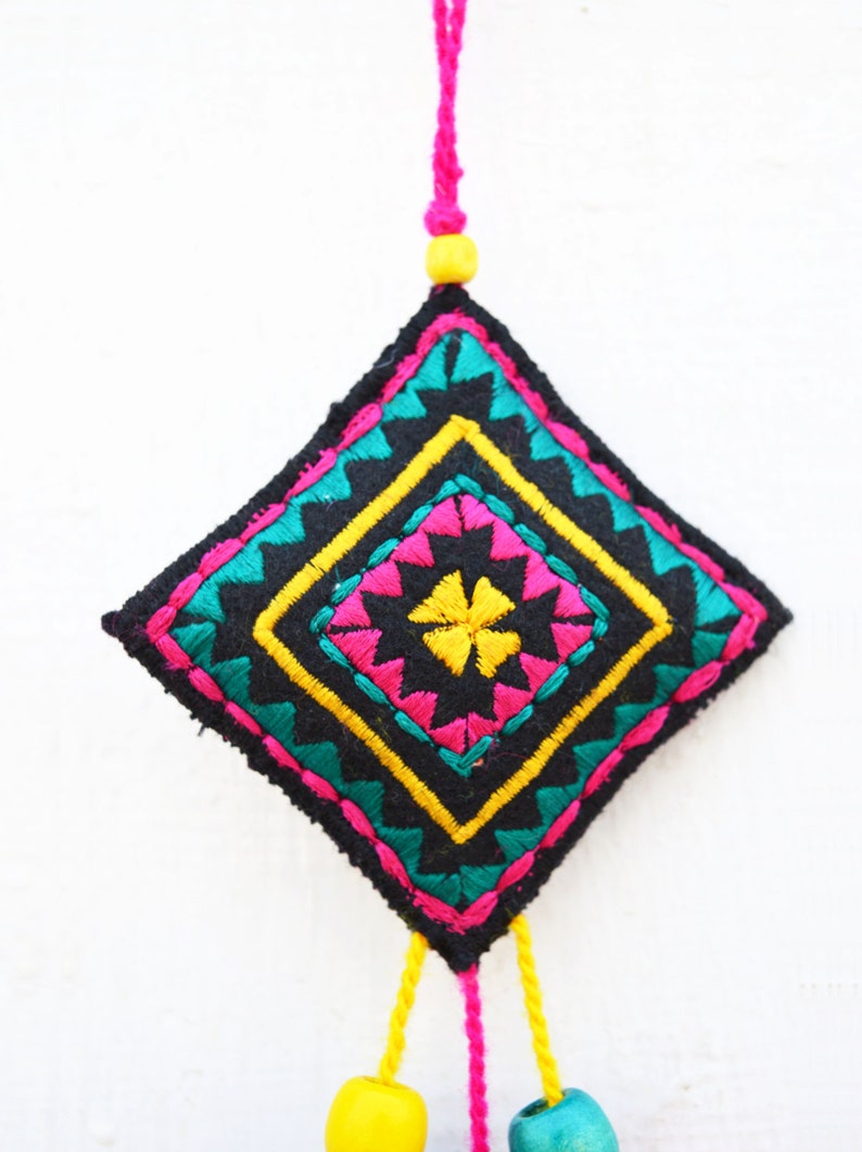 moroccan size 7 or 18 cms VLiving Multicolor tassel bohemian handmade tribal boho bag charm