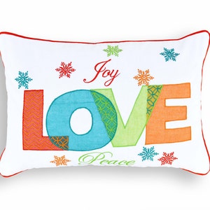 Christmas pillow cover, Love pillow, embroidered pillow, size 14&quot;X 21&quot;