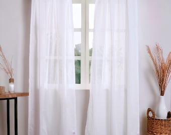 Curtain, white sheer cotton organdy, window panel, home decor, sizes available