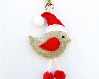 Christmas ornament, bird handmade tassel, holiday charm, available in sets, size 6" or 15 cms