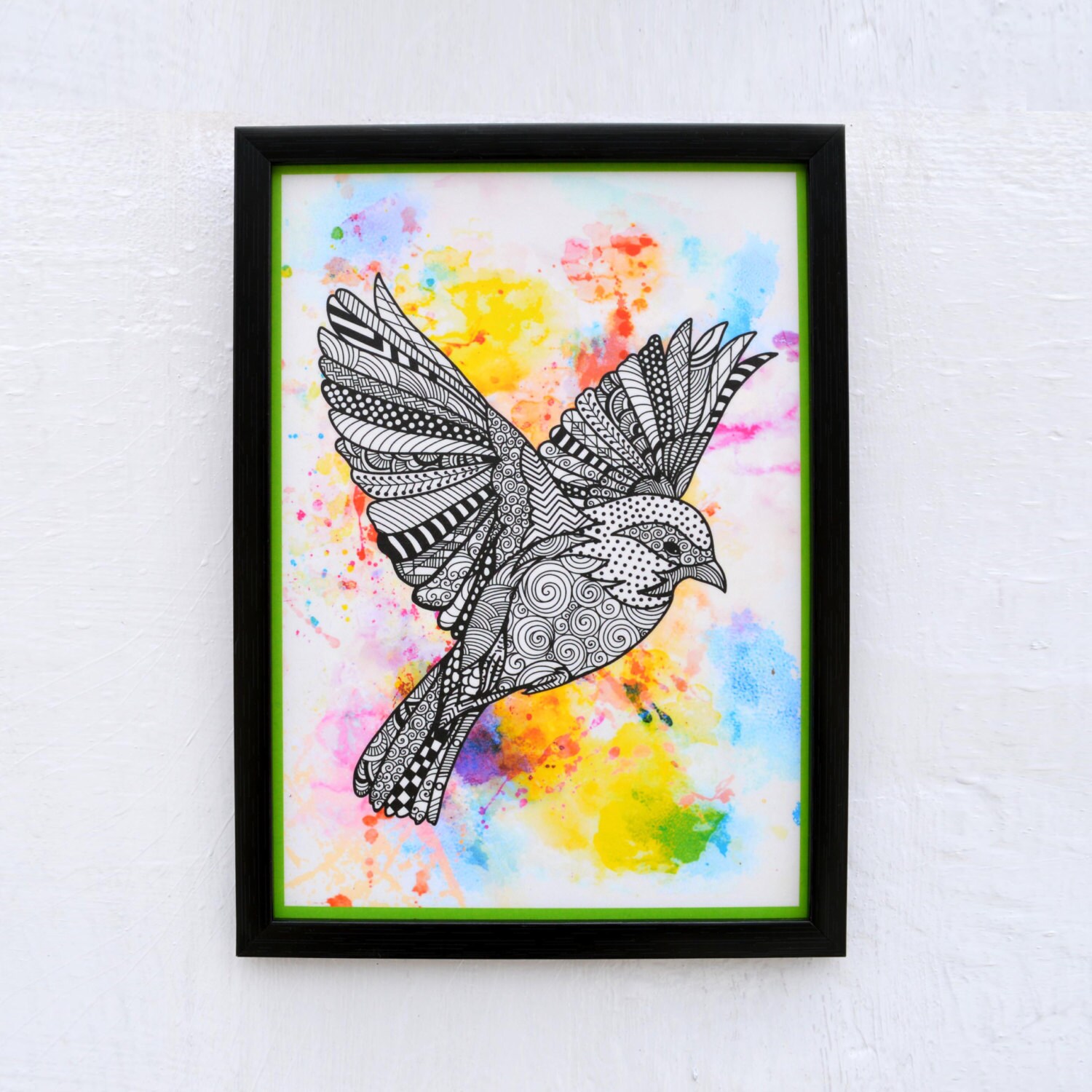 Digital print wall art bird print doodle laminated 8X11 Etsy